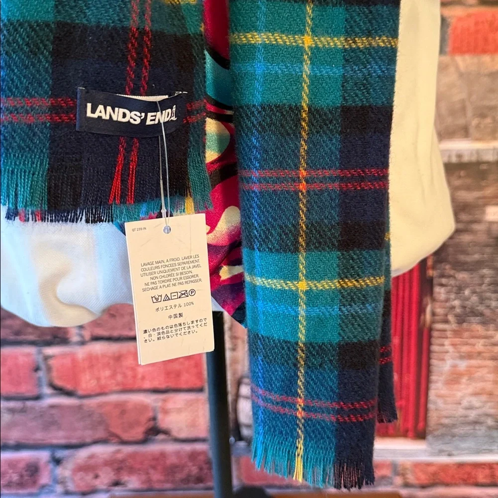 Lands' End Multicolor Plaid Scarf